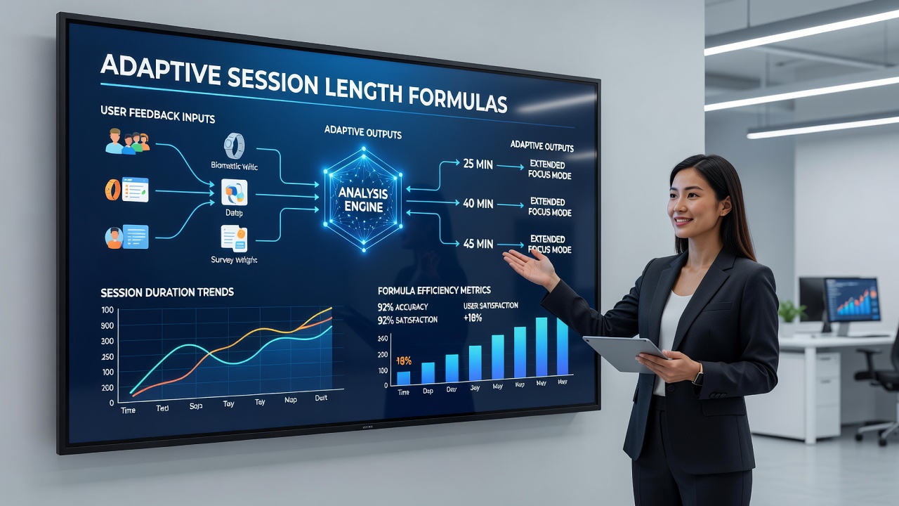 Visualisierung adaptiver Sitzungslängen basierend auf Simulator-Feedback und Echtzeit-Parametern